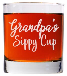 carvelita grandpa's sippy cup whiskey glass - 11oz engraved old fashioned bourbon rocks glass - grandpa gifts - gifts for grandpa - funny new grandpa gifts - papa gifts - grandpa juice glass