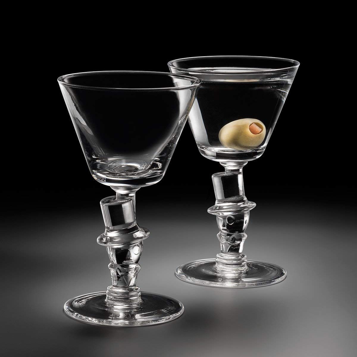 HISTORY COMPANY Knickerbocker Bar “Mr. Astor’s Top Hat” Original Martini Glass, 2-Piece Set (Gift Box Collection)