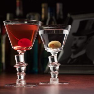 HISTORY COMPANY Knickerbocker Bar “Mr. Astor’s Top Hat” Original Martini Glass, 2-Piece Set (Gift Box Collection)