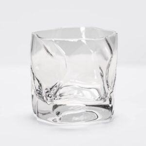 Christopher Walton The Warped. Handmade Bourbon Rocks Glass, 8.5oz, Set of 2 in Gift Box