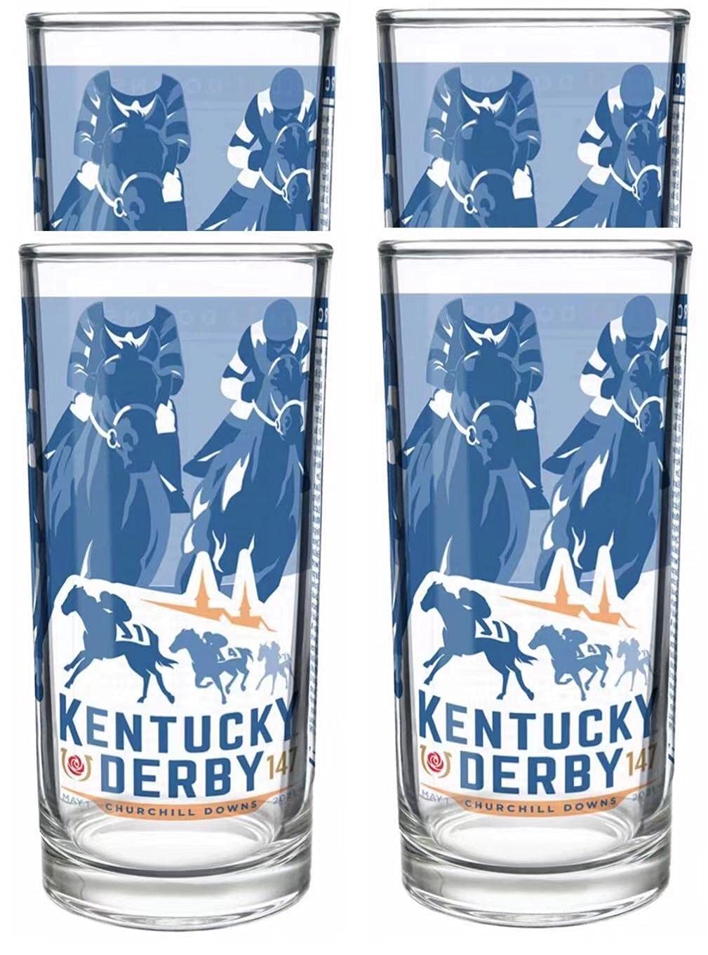 Kentucky Derby Mint Julep Glass, Official Souvenir Glassware, 4 Pack (147th2021),4 Count (Pack of 1)