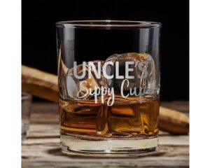 uncle's sippy cup custom personalized whiskey glass - laser engraved etched funny gift for dad uncle grandpa