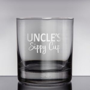 UNCLE'S SIPPY CUP Custom Personalized Whiskey Glass - Laser Engraved Etched Funny Gift for Dad Uncle Grandpa