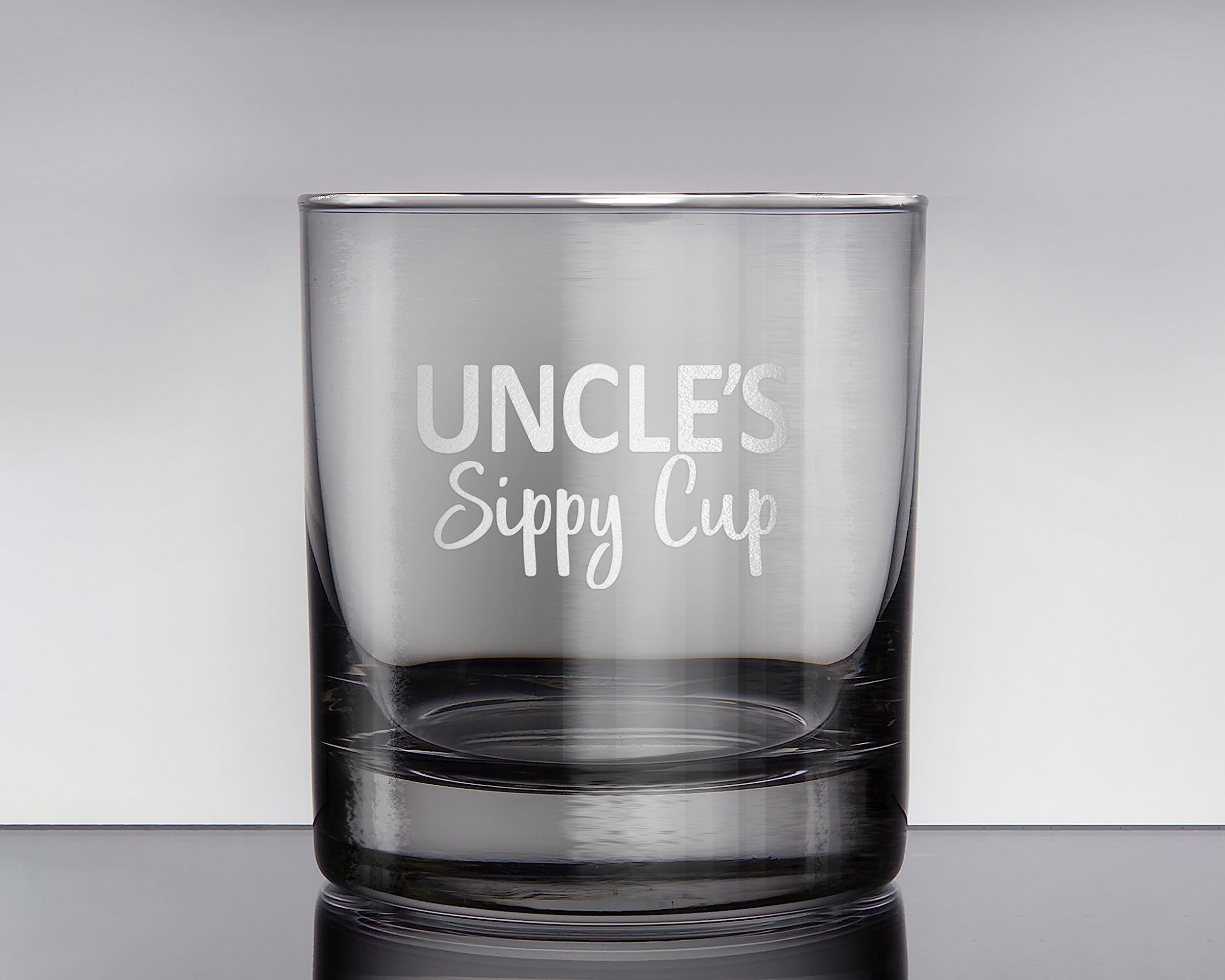 UNCLE'S SIPPY CUP Custom Personalized Whiskey Glass - Laser Engraved Etched Funny Gift for Dad Uncle Grandpa