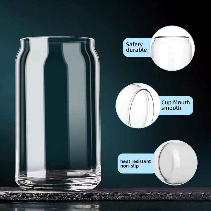 PULIS 16oz Can Shaped Beer Glass Thick bottom glass Holiday Drinking Glass Soda Can Glass Cocktail Glass Coffee Cup DIY Glass with Funny Box