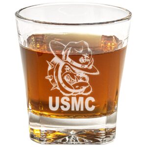 us marine corps bulldog whiskey glass (set of two) – marine corps engraved exquisite whiskey glass - gifts for whiskey lovers - marine corps present for retirement, birthday – marine corps home décor