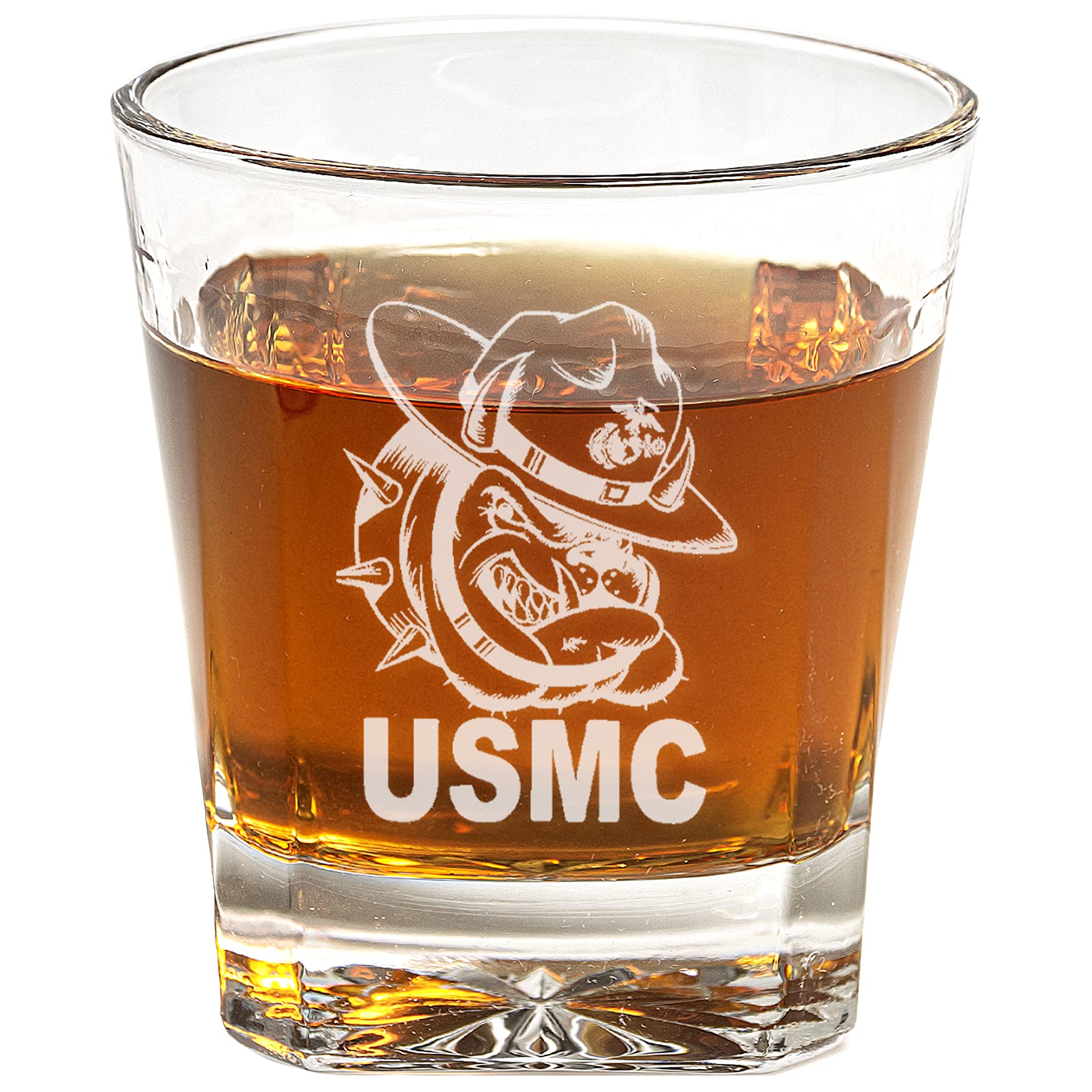 US Marine Corps Bulldog Whiskey Glass (Set of Two) – Marine Corps Engraved Exquisite Whiskey Glass - Gifts for Whiskey Lovers - Marine Corps Present for Retirement, Birthday – Marine Corps Home Décor