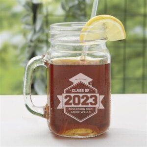 Personalization Universe Class Of Etched Graduation Glass Mason Jar