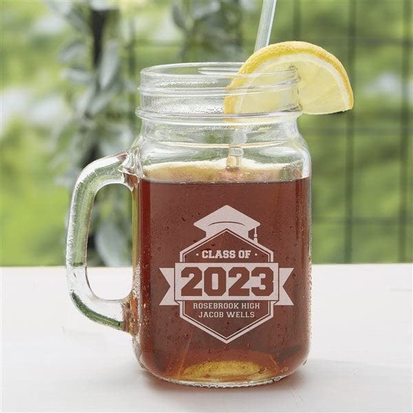 Personalization Universe Class Of Etched Graduation Glass Mason Jar