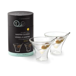 outset double wall glasses, martini glasses, set of 2, borosilicate glassware