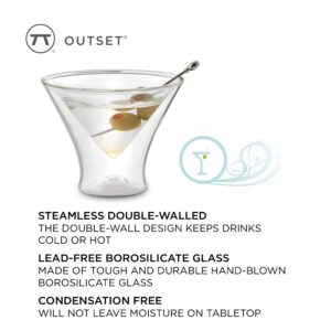 Outset Double Wall Glasses, Martini Glasses, Set of 2, Borosilicate Glassware