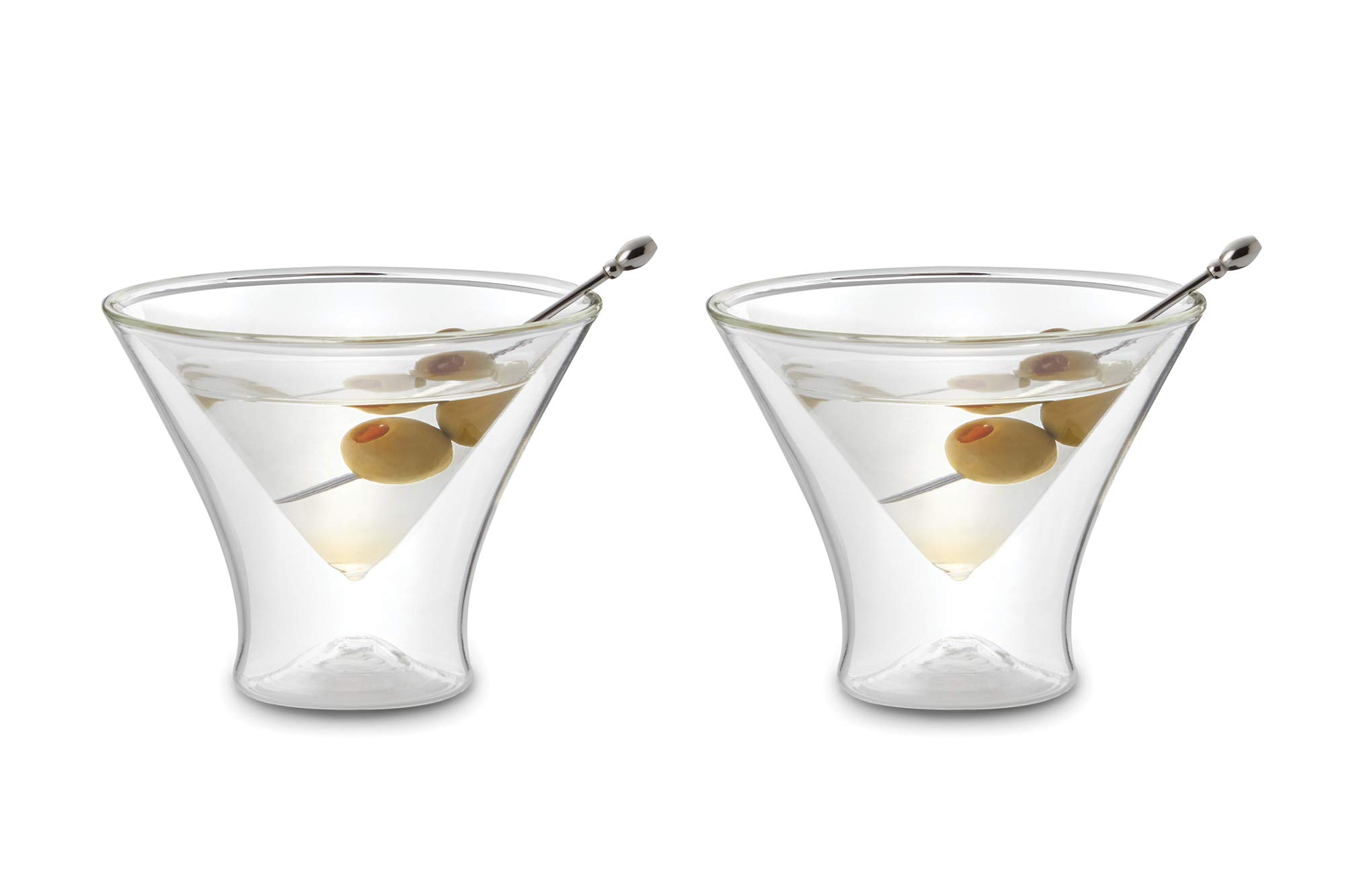Outset Double Wall Glasses, Martini Glasses, Set of 2, Borosilicate Glassware