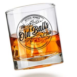 Old Balls Whiskey Glass - Funny Retirement or Birthday Gifts for Men - Unique Gag Gifts for Dad, Grandpa, Old Man, or Senior Citizen, 30th, 40th, 50th, 60th Birthday Gift for Men