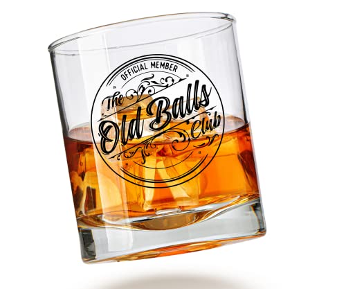 Old Balls Whiskey Glass - Funny Retirement or Birthday Gifts for Men - Unique Gag Gifts for Dad, Grandpa, Old Man, or Senior Citizen, 30th, 40th, 50th, 60th Birthday Gift for Men