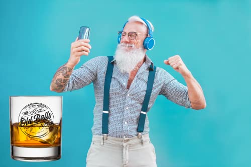 Old Balls Whiskey Glass - Funny Retirement or Birthday Gifts for Men - Unique Gag Gifts for Dad, Grandpa, Old Man, or Senior Citizen, 30th, 40th, 50th, 60th Birthday Gift for Men