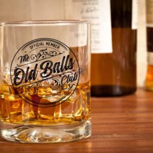 Old Balls Whiskey Glass - Funny Retirement or Birthday Gifts for Men - Unique Gag Gifts for Dad, Grandpa, Old Man, or Senior Citizen, 30th, 40th, 50th, 60th Birthday Gift for Men