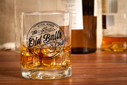 Old Balls Whiskey Glass - Funny Retirement or Birthday Gifts for Men - Unique Gag Gifts for Dad, Grandpa, Old Man, or Senior Citizen, 30th, 40th, 50th, 60th Birthday Gift for Men