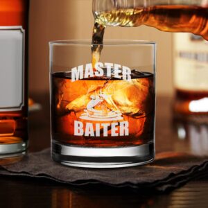 NeeNoNex Master Baiter Fishing Whiskey Glass - Funny Fisherman Gift