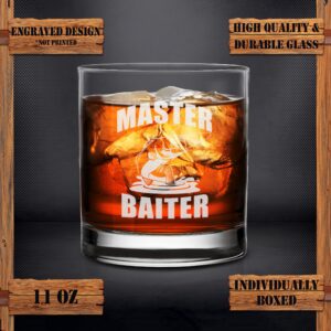 NeeNoNex Master Baiter Fishing Whiskey Glass - Funny Fisherman Gift