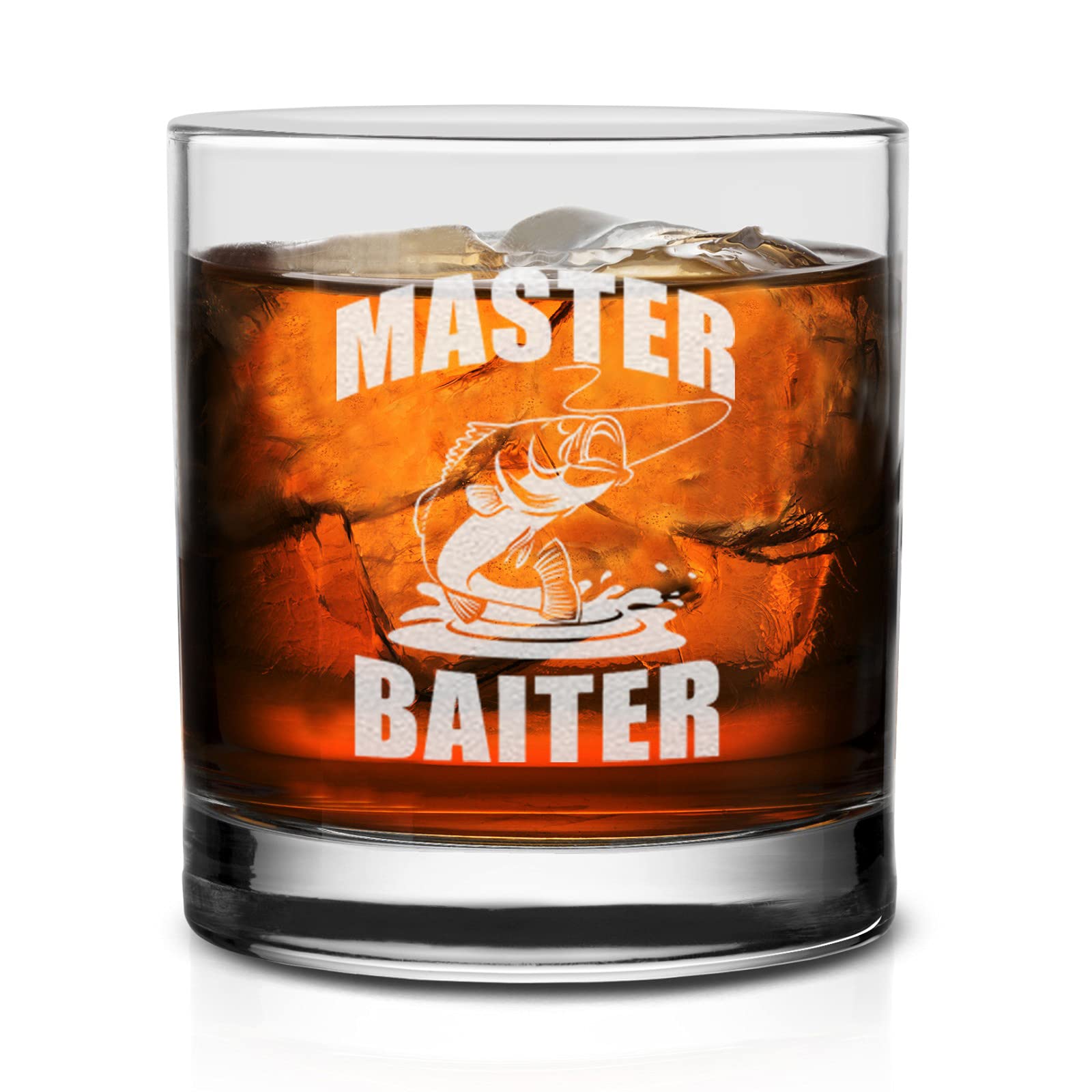 NeeNoNex Master Baiter Fishing Whiskey Glass - Funny Fisherman Gift