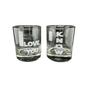 sw star i love you i know star rocks wars drinking glass set of two etched wars glassware set - wedding, anniversary, whiskey glasses sci-fi star space wars valentine's day gift set