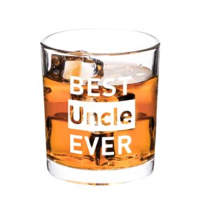 best uncle ever whiskey glass, funny dad gift for him uncle dad grandfather husband, special uncle rock glass for father’s day birthday christmas retirement, 10 oz
