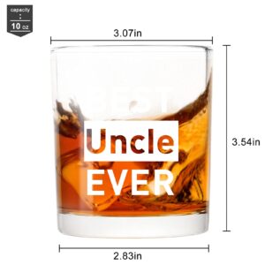 Best Uncle Ever Whiskey Glass, Funny Dad Gift for Him Uncle Dad Grandfather Husband, Special Uncle Rock Glass for Father’s Day Birthday Christmas Retirement, 10 Oz