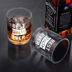 Best Uncle Ever Whiskey Glass, Funny Dad Gift for Him Uncle Dad Grandfather Husband, Special Uncle Rock Glass for Father’s Day Birthday Christmas Retirement, 10 Oz