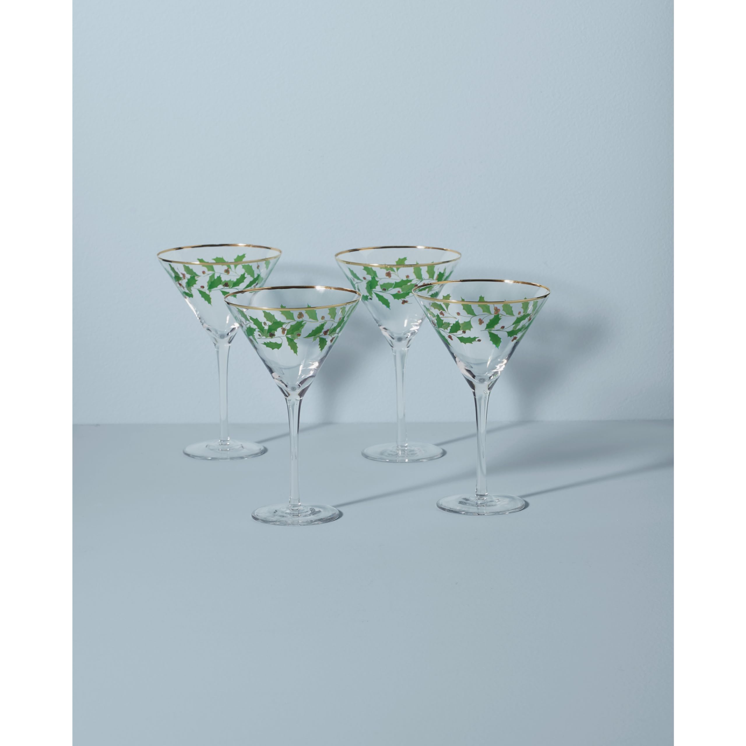 Lenox 893570 Holiday Decal 4-Piece Martini Glass Set