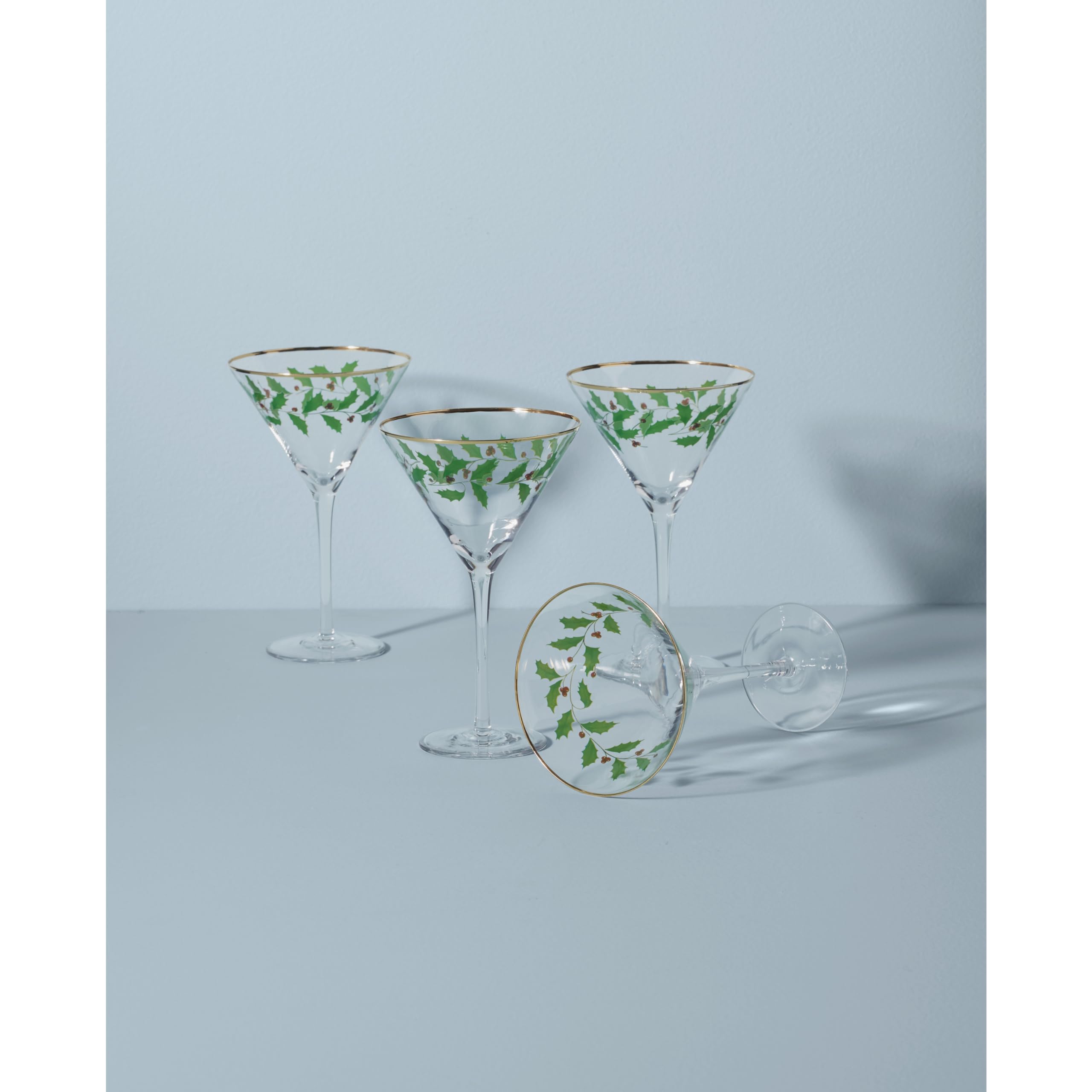 Lenox 893570 Holiday Decal 4-Piece Martini Glass Set