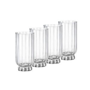 bormioli rocco florian 14.5 oz. highball cocktail beverage drinking glasses, clear, set of 4