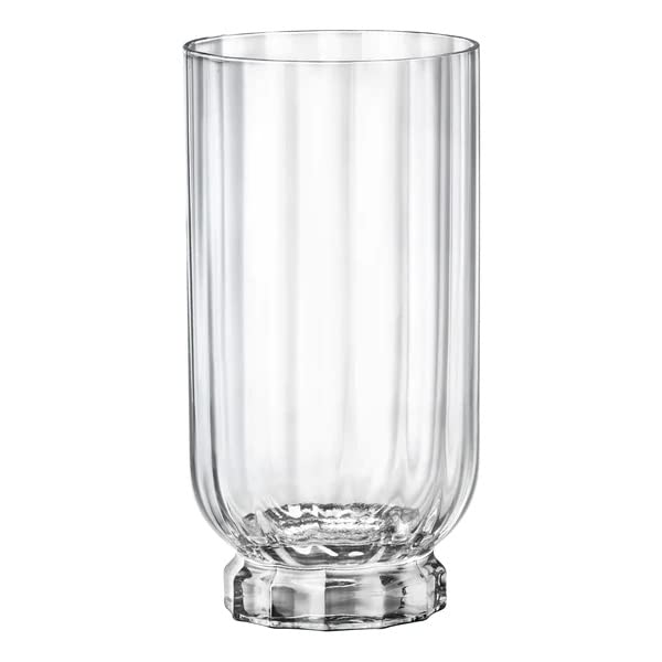 Bormioli Rocco Florian 14.5 oz. Highball Cocktail Beverage Drinking Glasses, Clear, Set of 4