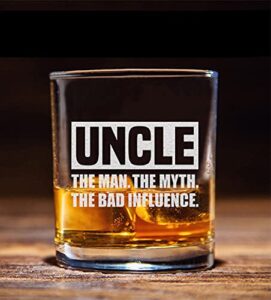 neenonex uncle the man the myth the bad influence whiskey glass - sarcastic gift for uncles