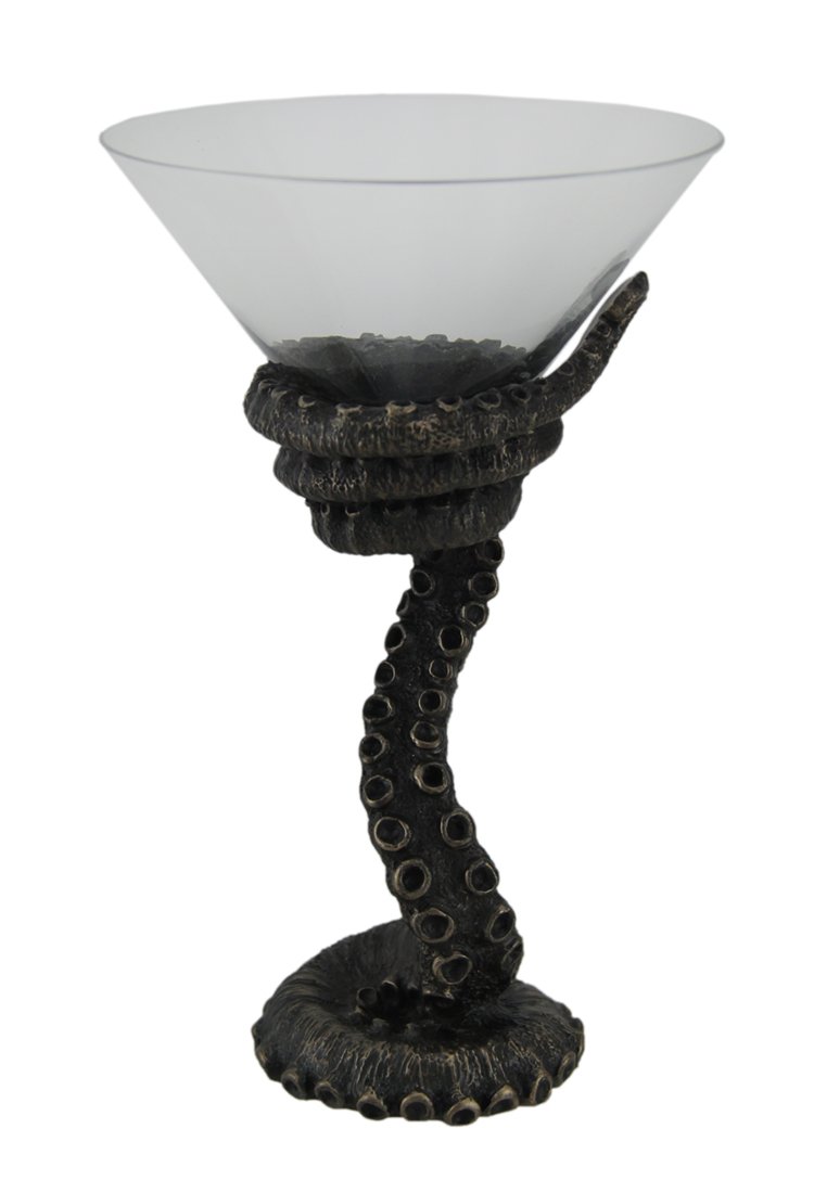 Zeckos Bronze Finish Octopus Tentacle Martini Glass