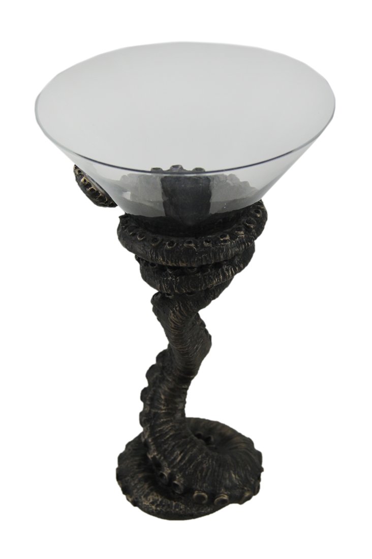 Zeckos Bronze Finish Octopus Tentacle Martini Glass