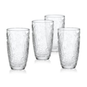 fitz and floyd maddi highball tumbler cups, set of 4, clear