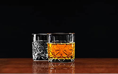 Circleware Walse Heavy Base Whiskey Glass Drinking Glasses, Set of 4, Entertainment Dinnerware Glassware for Water, Juice, Beer Bar Liquor Dining Decor Beverage Cups Gifts, 11.25 oz, Wales DOF