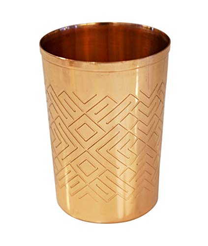 Alchemade 100% Pure Copper Mint Julep Tumbler Cups - 10 Oz Derby Cups With Etched Geometric Design For Mint Juleps, Cocktails, Or Your Favorite Beverage - Keeps Drinks Colder, Longer