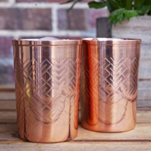 Alchemade 100% Pure Copper Mint Julep Tumbler Cups - 10 Oz Derby Cups With Etched Geometric Design For Mint Juleps, Cocktails, Or Your Favorite Beverage - Keeps Drinks Colder, Longer