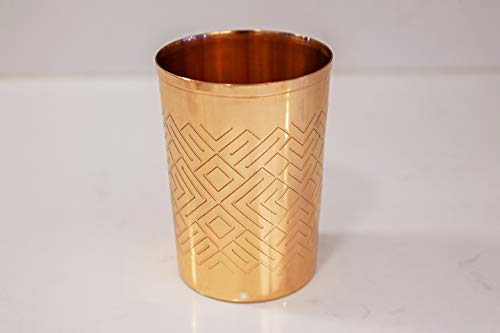 Alchemade 100% Pure Copper Mint Julep Tumbler Cups - 10 Oz Derby Cups With Etched Geometric Design For Mint Juleps, Cocktails, Or Your Favorite Beverage - Keeps Drinks Colder, Longer