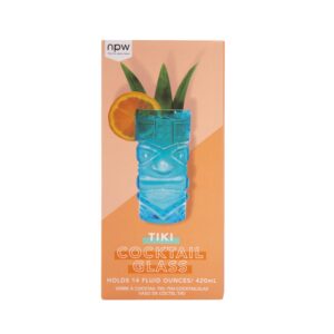 npw-usa happy hour tiki cocktail glass, blue medium