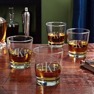 homewetbar classic monogram on the rocks glasses, set of 4 (personalized product)