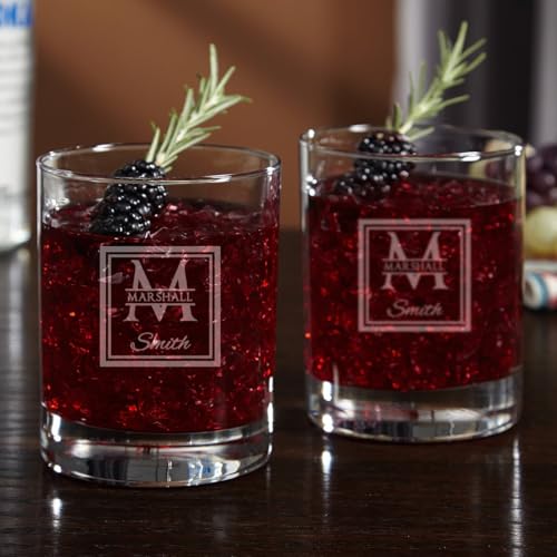 HomeWetBar Classic Monogram On the Rocks Glasses, Set of 4 (Personalized Product)