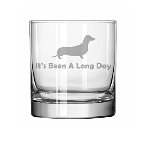 11 oz Rocks Whiskey Highball Glass Funny It's Been A Long Day Dachshund