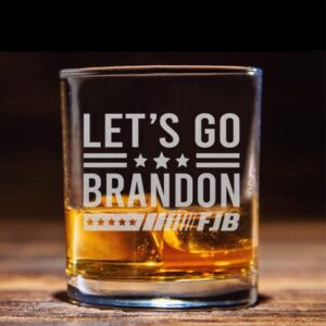 NeeNoNex Let's Go Brandon - Laser Engraved Whiskey Glass Funny and Sarcastic Design for Republicans Conservative Gift