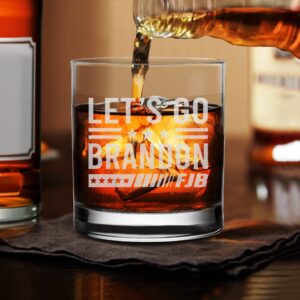 NeeNoNex Let's Go Brandon - Laser Engraved Whiskey Glass Funny and Sarcastic Design for Republicans Conservative Gift