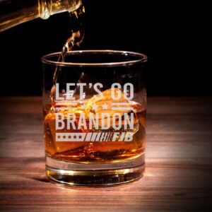 NeeNoNex Let's Go Brandon - Laser Engraved Whiskey Glass Funny and Sarcastic Design for Republicans Conservative Gift