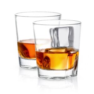 joyjolt carina crystal whiskey glasses, old fashioned whiskey glass 8.4 ounce, ultra clear crystal scotch glass for bourbon and liquor set of 2 crystal glassware