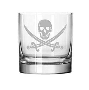 aeiniwer 11 oz rocks whiskey highball glass jolly roger pirate