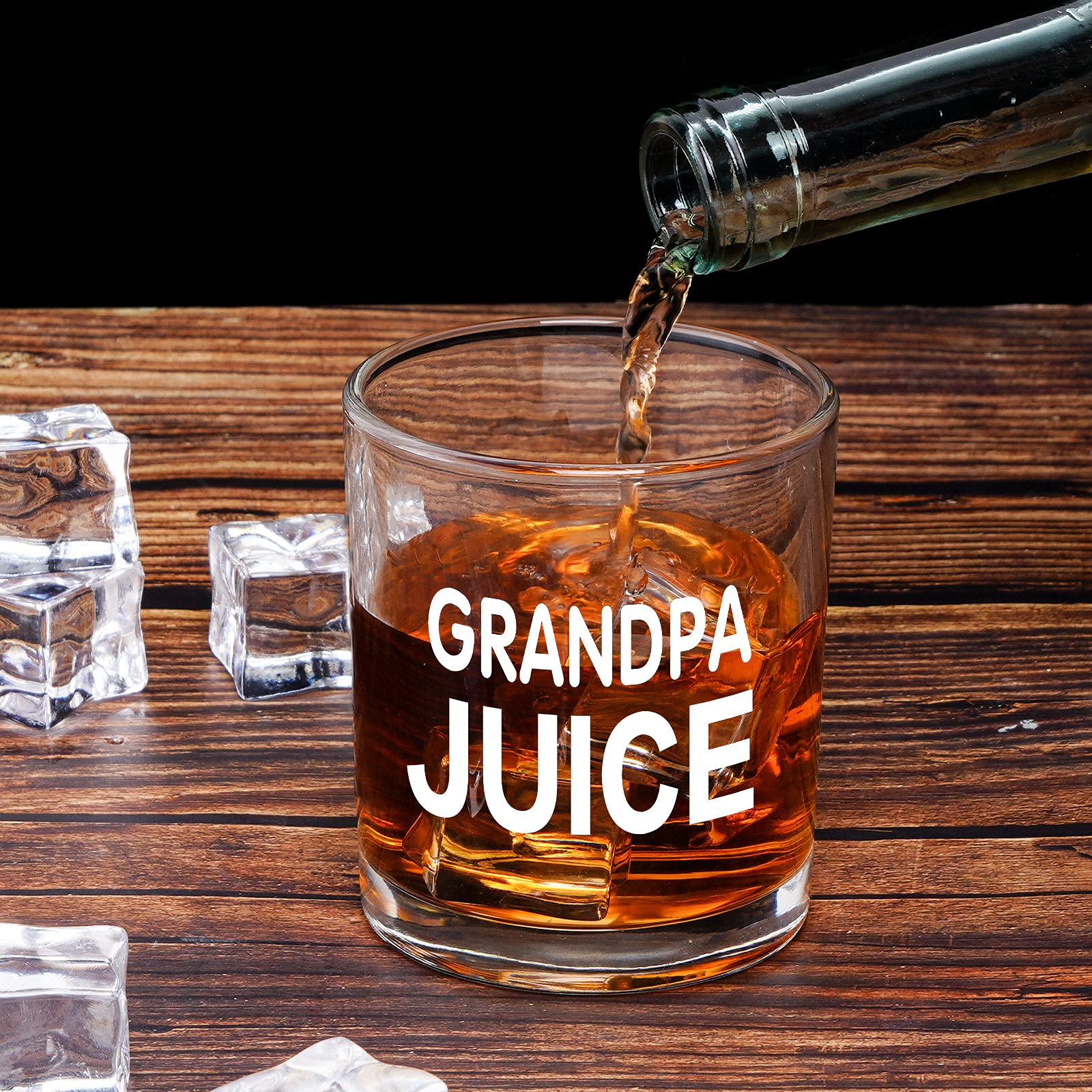 Unique Grandpa Gift, Grandpa Juice Whiskey Glass, Old Fashioned Glasses on Father’s Day, Scotch Glass Gift to Grandpa, New Grandpa, Dad from Grandson, Granddaughter, 10 Oz